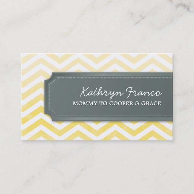 aquarelle jaune rayure de chevron carte de visite (Devant)