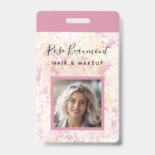 Aquarelle jaune rose moderne Badge de script