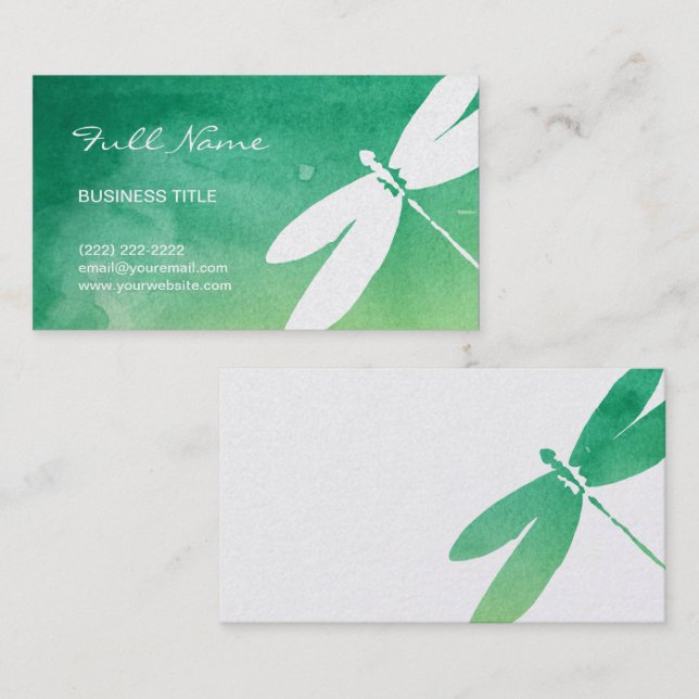 Aquarelle jaune verte des cartes de visite | de (Devant / Derrière)