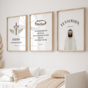 aquarelle Jésus s'est levé ensemble de 3 poster