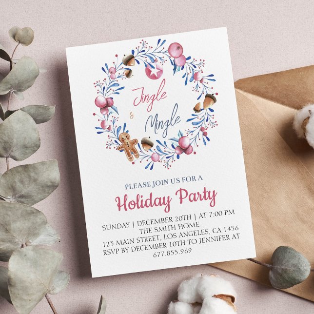 Aquarelle Jingle et Mingle Christmas Invitation (Créateur téléchargé)