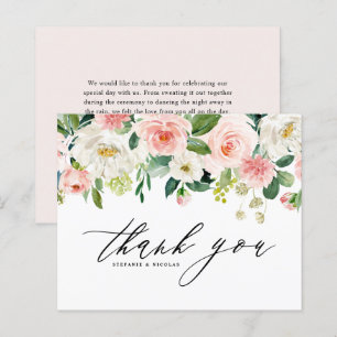 Aquarelle Jolie Carte de remerciements de fleurs d