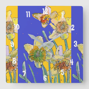 Aquarelle jonquille Femme jaune Horloge de bureau