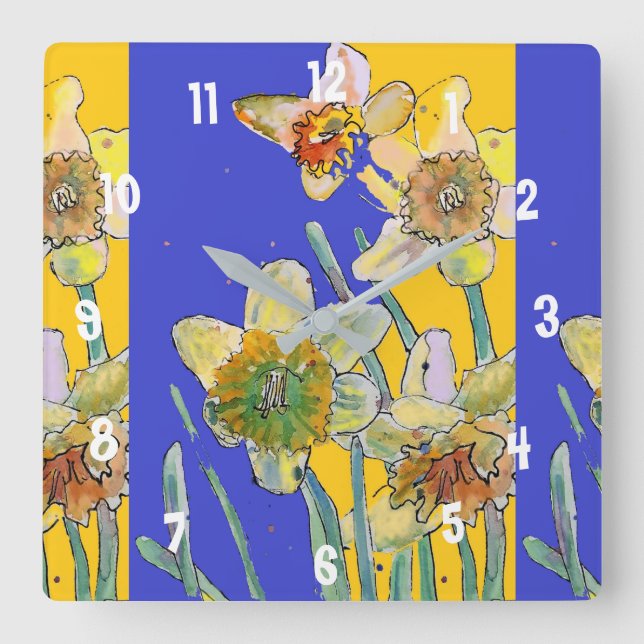 Aquarelle jonquille Femme jaune Horloge de bureau (Recto)