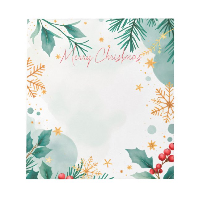 Aquarelle Joyeux Bloc-notes élégant de Noël (Devant)