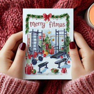 Aquarelle Joyeux Fitmas Carte de Noël