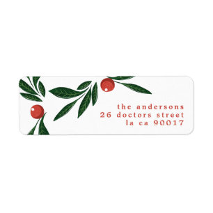 Aquarelle Joyeux Noël Baies adresse de retour