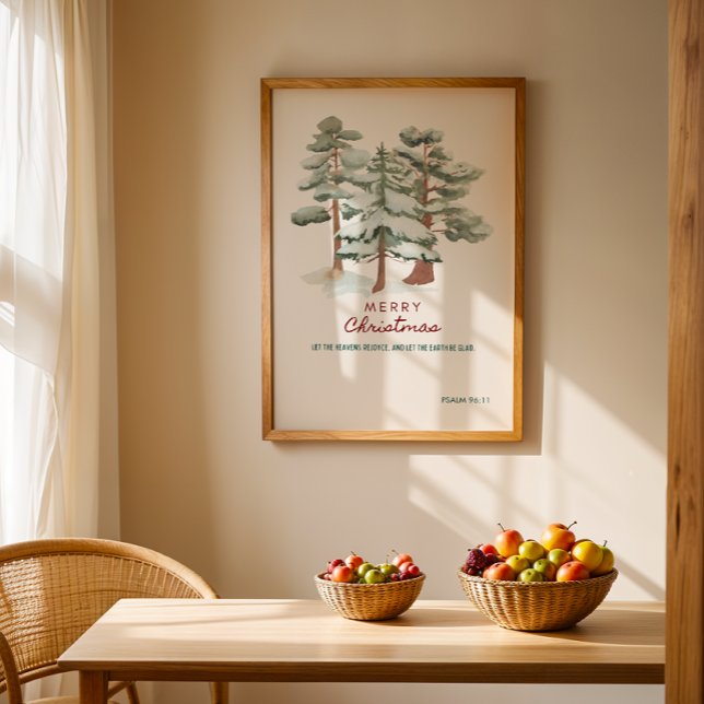 aquarelle Joyeux voeux de Noël Poster (Minimalist Watercolor Merry Christmas Print)