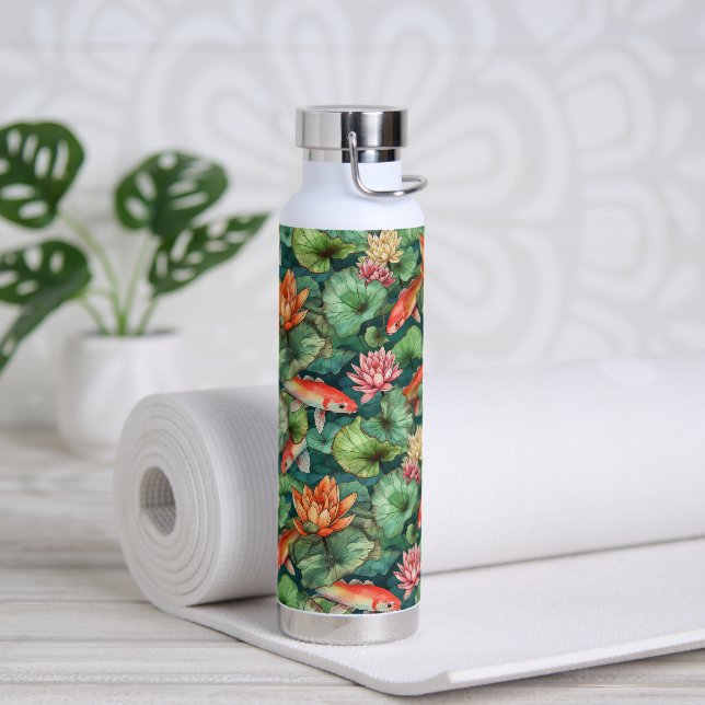 Aquarelle Koi et Lys d'eau Bouteille d'eau (Yoga)