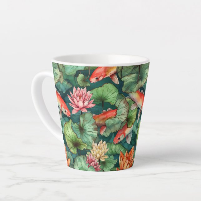 Aquarelle Koi et nappes d'eau Latte Mug (Angle gauche)