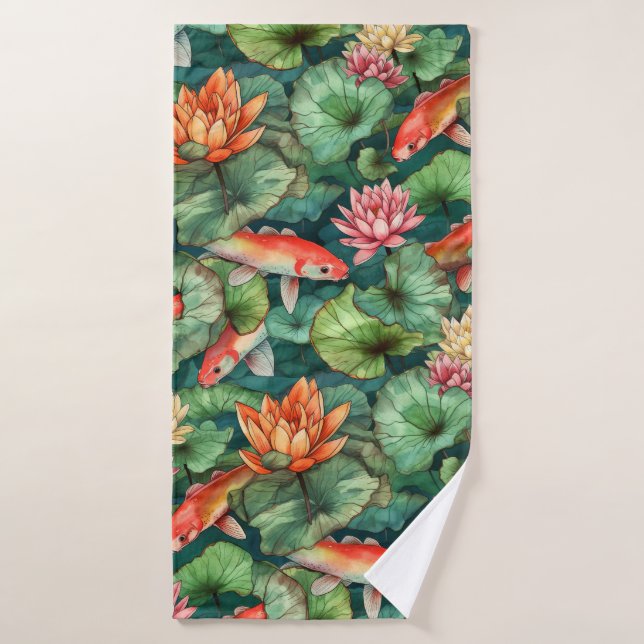 Aquarelle Koi & Water Lys Serviette de bain (Serviette de bain)