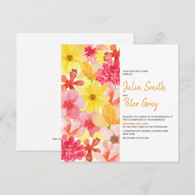 Aquarelle la plus informelle Faire-part de mariage (Devant / Derrière)