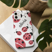 Aquarelle Ladybug coque iphone personnalisé