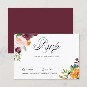 Aquarelle L'automne fleurit Floral RSVP Mariage