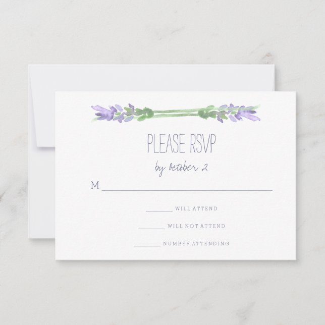 Aquarelle Lavande française sur mariage blanc RSVP (Devant)
