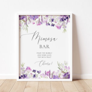 Aquarelle lavande violette Mimosa bar Poster