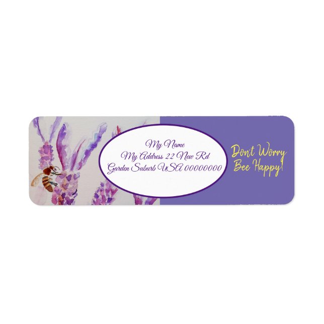 Aquarelle Lavender Bee Flower Art Abee Ret Happy (Devant)