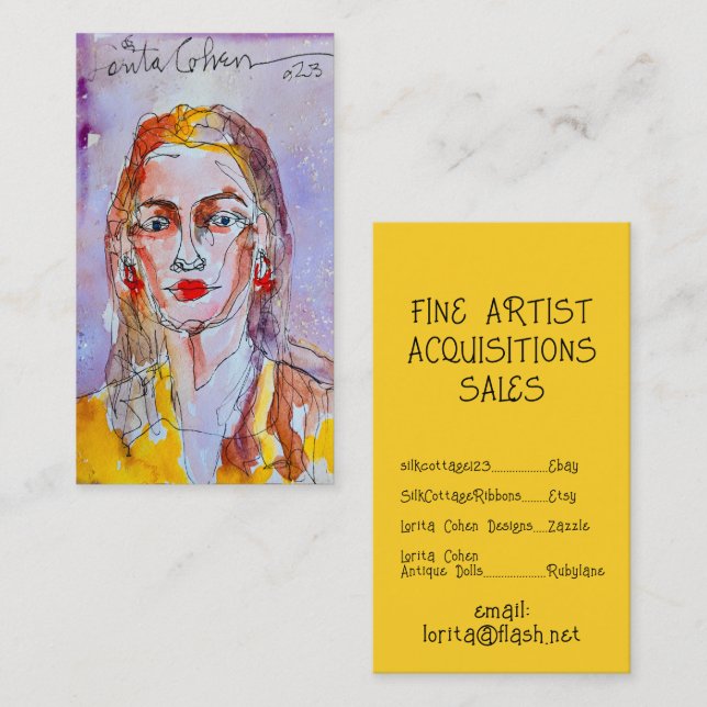 Aquarelle Laver Cartes de visite Pop moderne Abstr (Devant / Derrière)