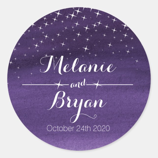 Aquarelle laver étoile autocollant mariage de nuit (Devant)