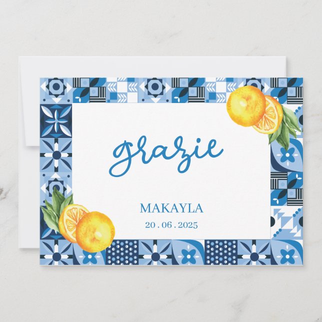 Aquarelle Lemon Positano Bridal Shower Merci (Devant)