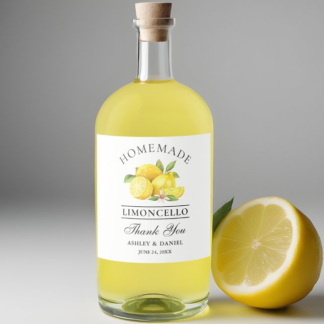 Aquarelle Lemons Limoncello Liquor Étiquettes (Customize to change text size, color or text style.)
