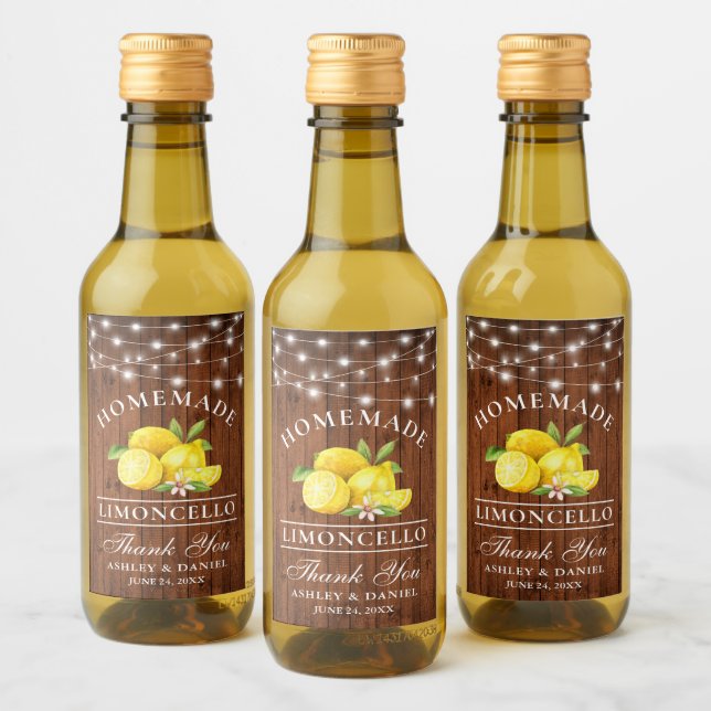 Aquarelle Lemons Lumières bois Mini Étiquettes bou (Bouteilles)