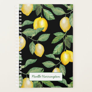 Aquarelle Lemons sur Aqua Black Day Planner