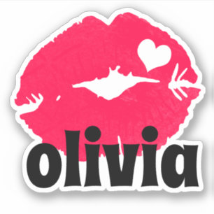 Aquarelle Lèvres Roses Avec Sticker De Nom Du Coe