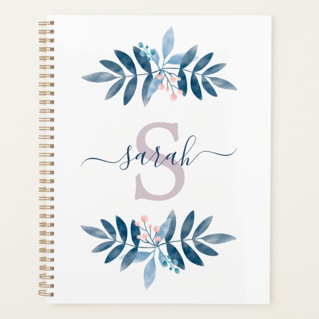 Aquarelle Lilac Floral Monogramme (Devant)