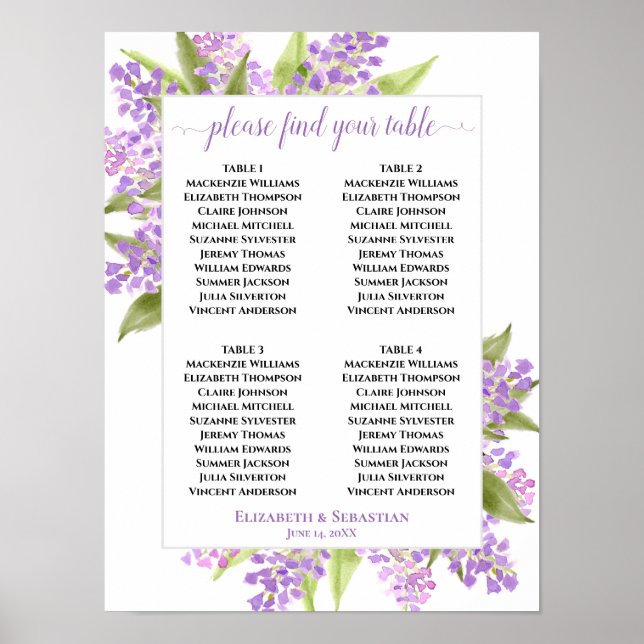 Aquarelle Lilacs 4 Tableau Mariage (Devant)