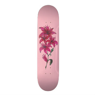 Aquarelle Lillies Pink Skateboard