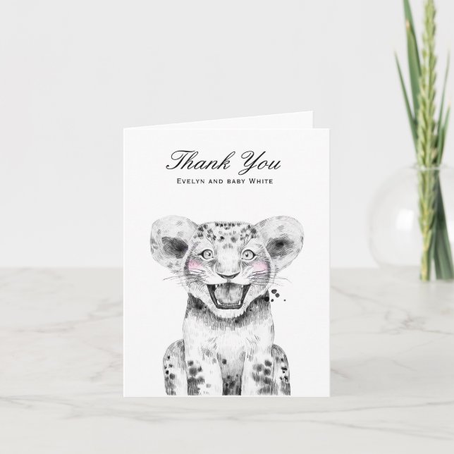 Aquarelle Lion Cub | CARTE DE REMERCIEMENTS BABY S (Devant)