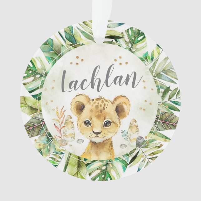 Aquarelle Lion Cube Nom de l'arbre de Noël (devant)