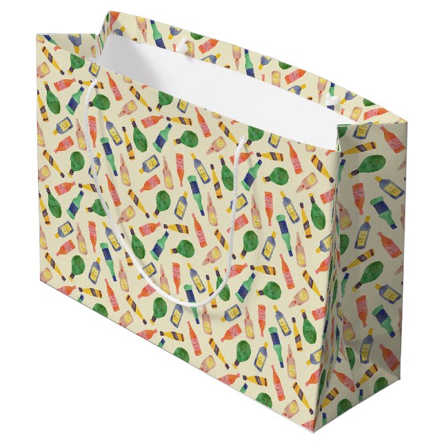 Aquarelle Liquor Bouteille motif sac cadeau (Dos Angle)