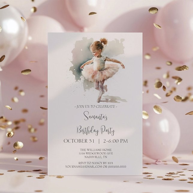 Aquarelle Little Ballerina Invitation (Créateur téléchargé)
