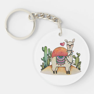 Aquarelle Llama Avec Cactus