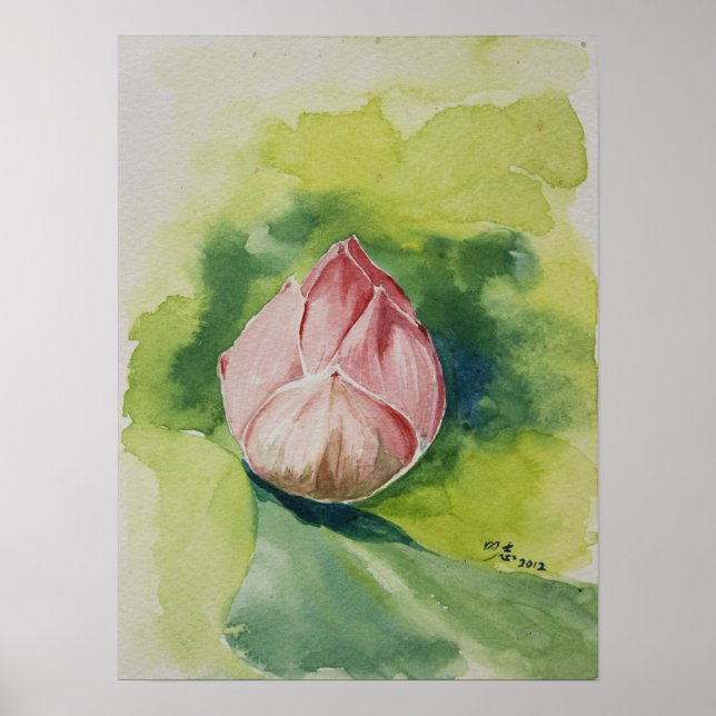 Aquarelle Lotus Poster (Devant)