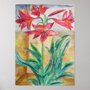 Aquarelle Lys Rouge – Impression d'art mural flora