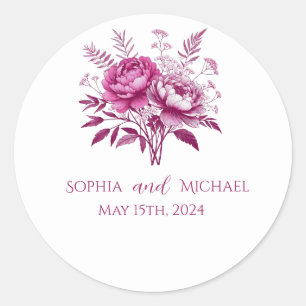 Aquarelle Magenta Peony - Stickers Mariage