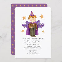 Aquarelle Magicien Assistant Boy Invitation d'anni