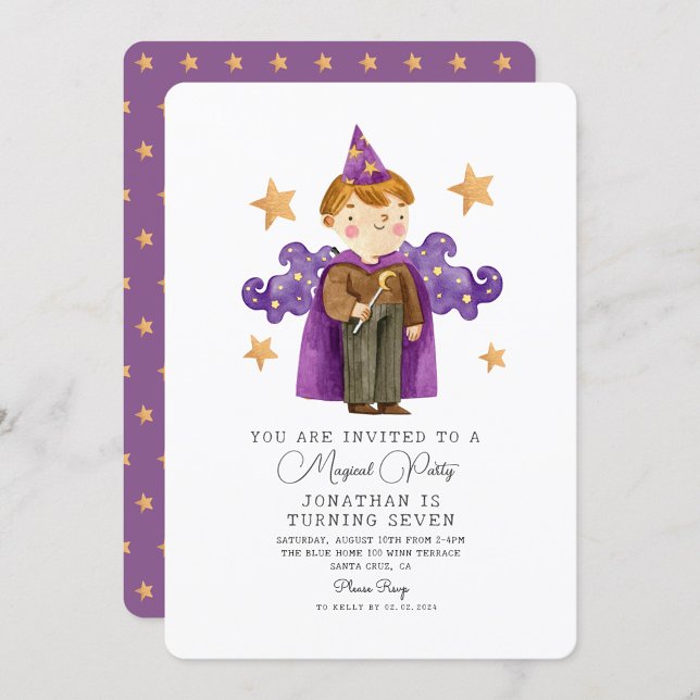 Aquarelle Magicien Assistant Boy Invitation d'anni (Créateur téléchargé)