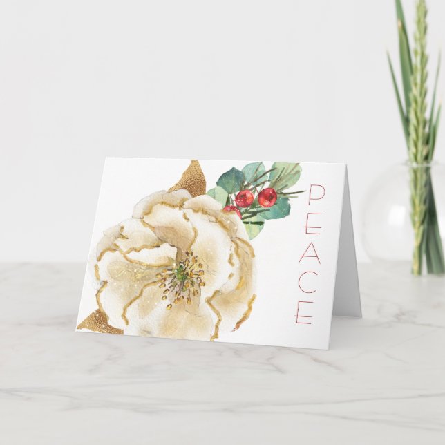 Aquarelle Magnolia avec Berries Carte de Noël, (Devant)