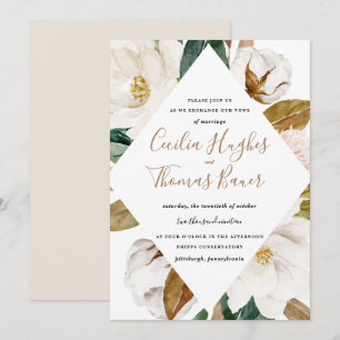 Aquarelle Magnolia Faire-part de mariage