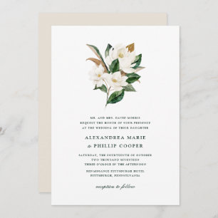 Aquarelle Magnolia Faire-part de mariage