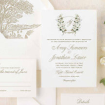 Aquarelle Magnolia Mariage Crest Invitation