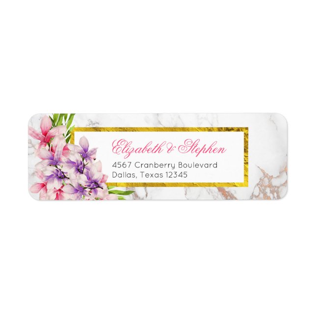 Aquarelle Magnolias, Faux Marble Texture Mariage (Devant)