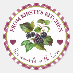 Aquarelle maison En vichy Blackberry Jam Étiquette