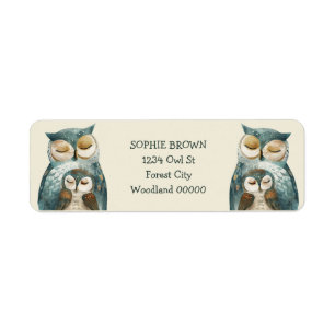 Aquarelle Mama Owlet & Owlet Adresse de retour