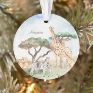 Aquarelle maman et bébé Animal africain Noël