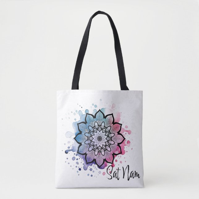 Aquarelle Mandala Sat Nam Sac fourre-tout (Devant)